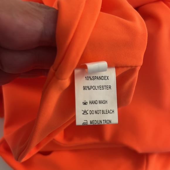 Women's Neon Coral One Piece Cutout Summer Swimsuit No Padding Size Large - Picture 4 of 5